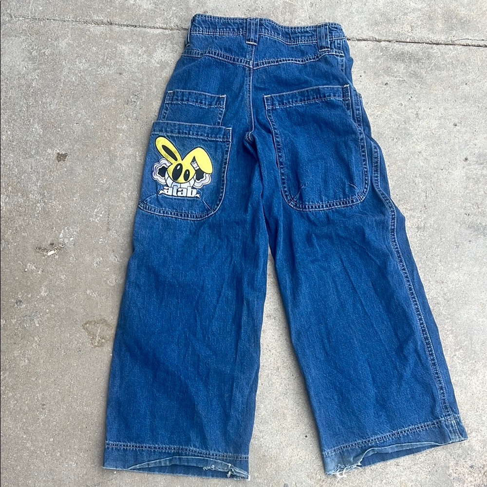 Zumiez Blue Wide-Leg Jeans with Graphic Patch